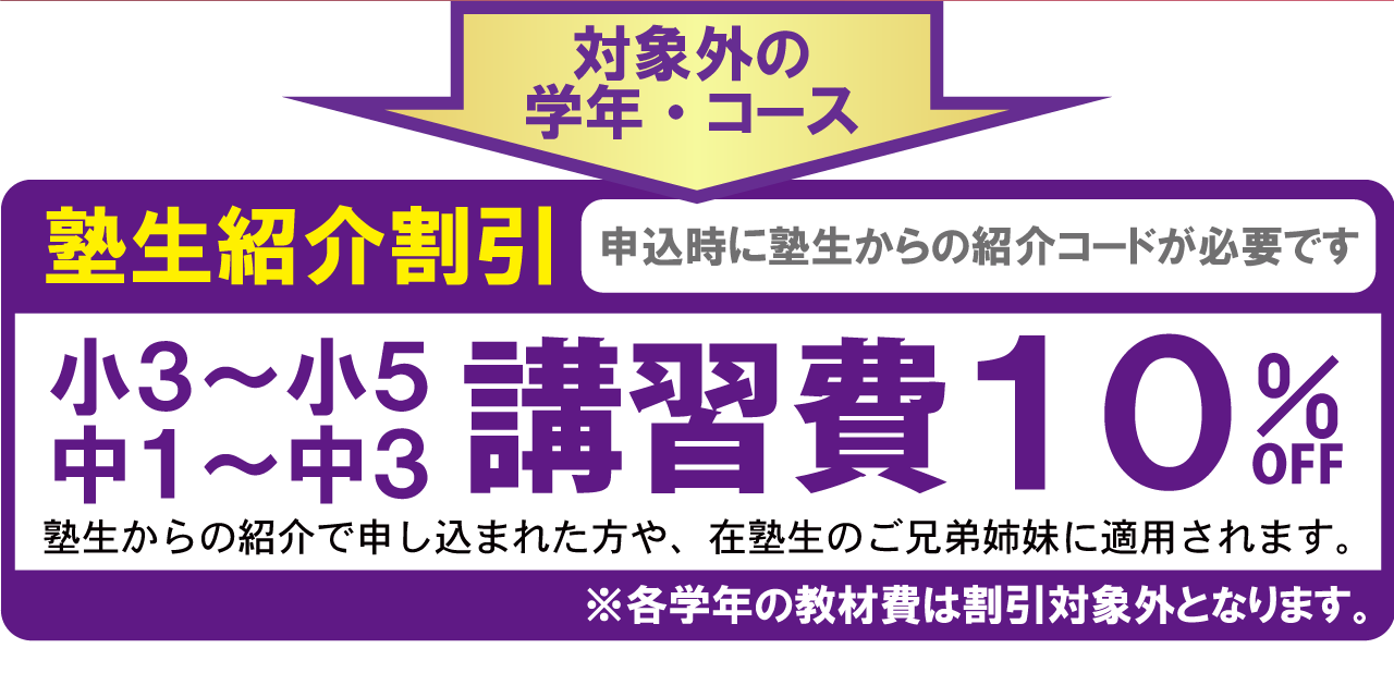 市田塾の冬期講習の塾生紹介割引